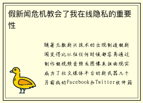 假新闻危机教会了我在线隐私的重要性 